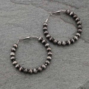 Western with Navajo Style Pearl Hoop Earrings